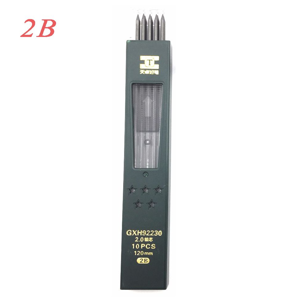 10 Pcs/box 2.0mm Black HB/2B Lead Mechanical Pencil Refill Student Stationery for School Supplies