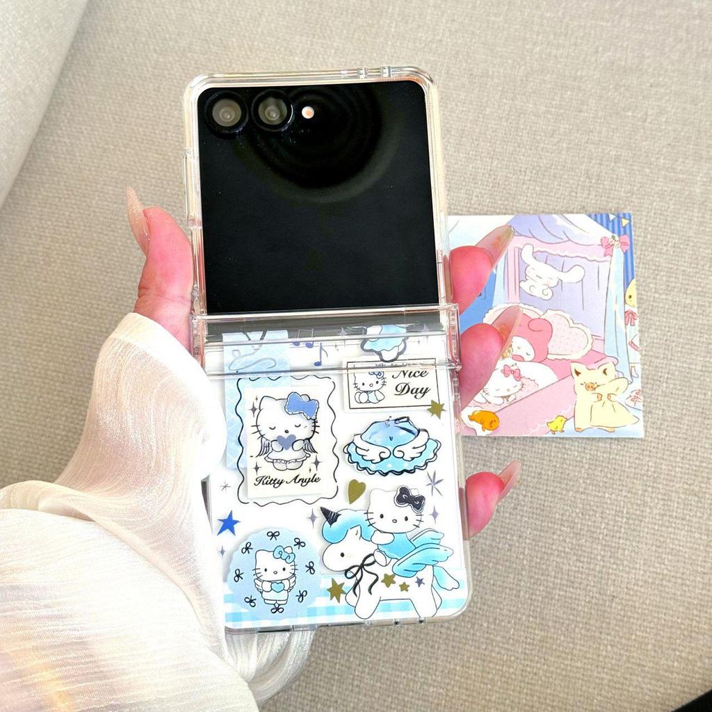 Мультяшный чехол KT Cat для Z Flip, Складной экран, Ударопрочный, Креативная женская защитная крышка с браслетом