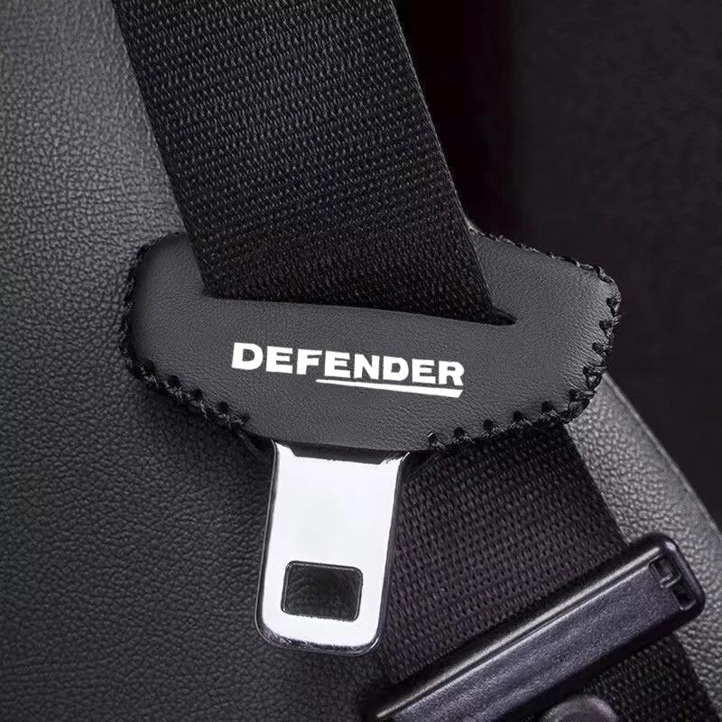 2pcs PU Leather Car Seat Belt Buckle Clip Cover Protector Anti-Scratch Case For Land Rover Defender