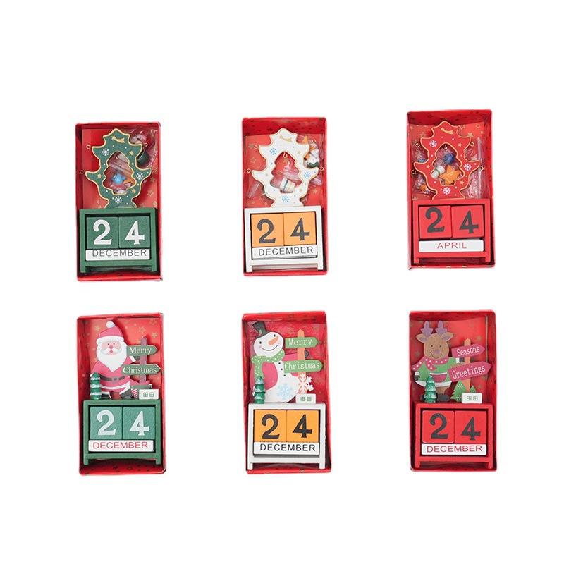 Рождественский деревянный календарь, украшение, обратный отсчет, Санта-Клаус, снеговик, сделай сам, для настольных украшений, рождественское украшение 2025