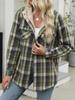 Autumn and Winter Women's Plaid Jacket Long Sleeved Hairy Hooded Jacket with Pockets