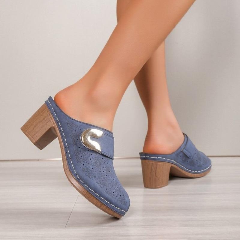 Женские тапочки Baotou 2924 Новые летние сандалии на толстом каблуке, увеличивающие рост, ретро-мюли, модные уличные тапочки, слайдеры для женщин