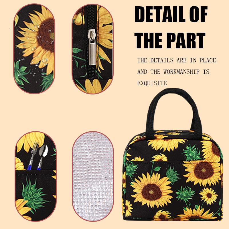 Digital Printed Pattern Insulated Bag Lunch Bag Handheld Aluminum Foil Ice Bag Lunch Storage Bento Bag Fresh-Keeping Bag