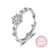 925 Sterling Silver Flower Rings for Women Party Shiny Crystal Cz Snowflake Opening Ring Fine Jewelry Christmas Gift