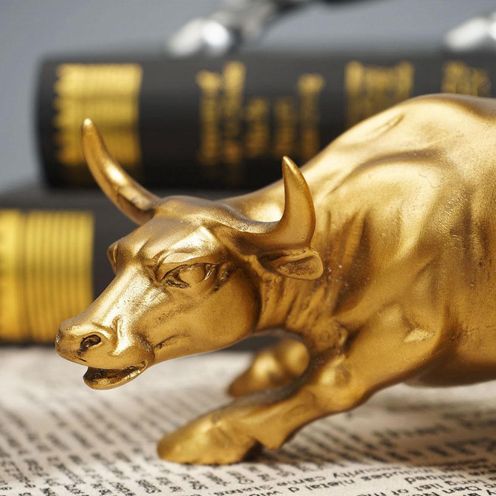 Bronze Bull Statue Wall Street Bronze Sculpture Antique Fengshui Bull OX Statues Handmade Craft Home Office Decor Business Gifts