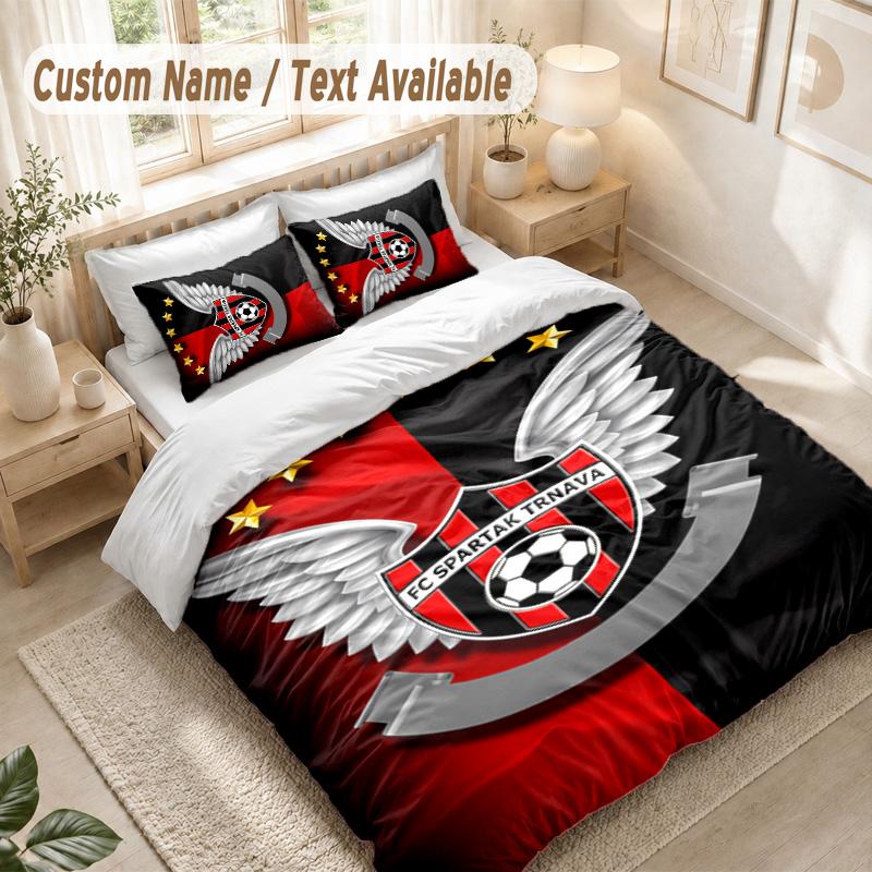 Spartak Trnava Bedding Set, 1 Duvet Cover & 2 Pillowcases Soft Comfortable Bedroom Home Textile Decor