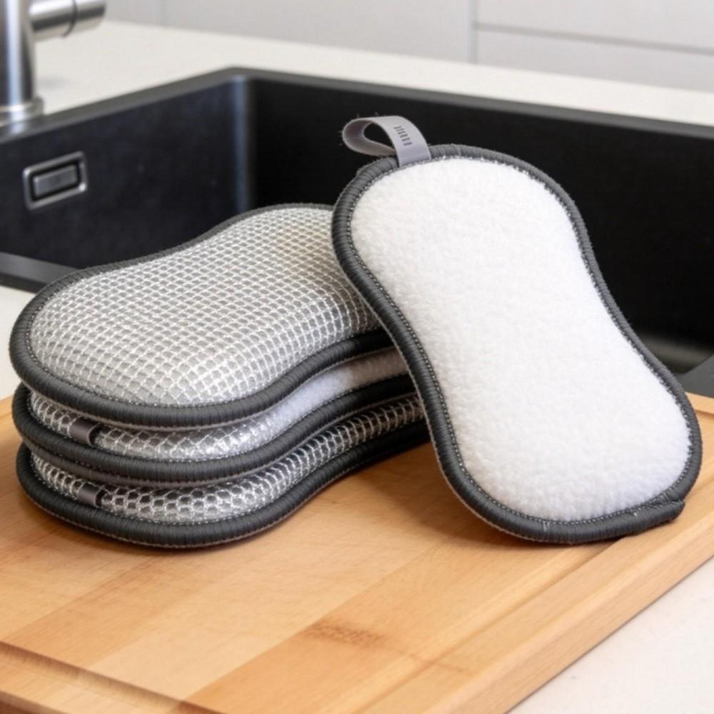 3/6PCS Microfiber Double-Sided Dishcloth Thickened Pot Scrubber Cleaning Sponges Pot Washing
