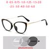 Blue Light Blocking Women Cat Eye Prescription Glasses For The Nearsighted Myopia Photochromic Eyeglasses 0 -0.5 -0.75 To -6.0