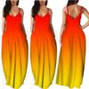 Women Gradient Sleeveless V Neck Maxi Dress Casual Sundress Beach Long Dres