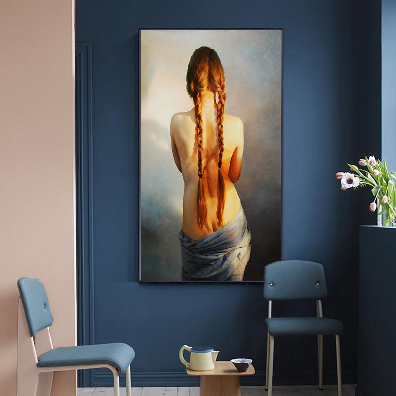 Sexy Nude Golden Women Figure Portrait Art Posters and Prints Canvas Painting Wall Pictures for Living Room Cuadros Home Decor