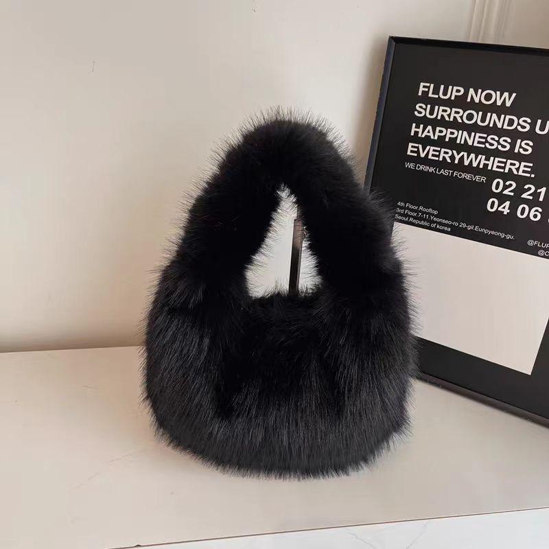 Korean Style Plush Dumpling Bag - 2025 Women's High-Value, Versatile Furry Handbag