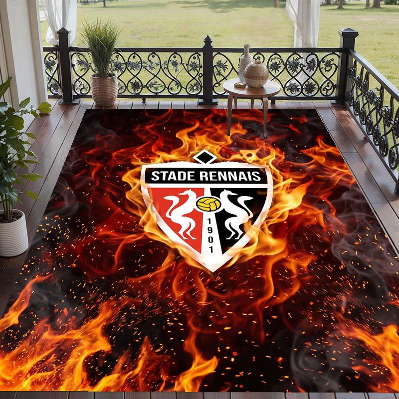 Soft Floor Carpet Stade Rennais FC Pattern Area Rug Decorative Mat For Home Room Decoration