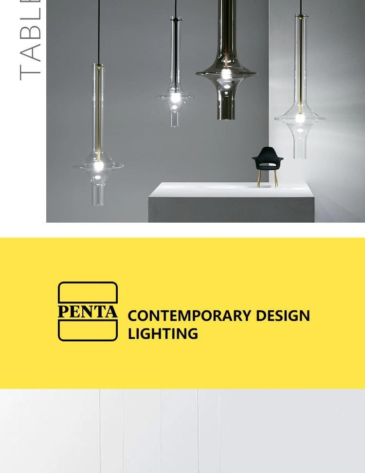 Итальянский дизайнерский подвесной светильник PENTA для столовой и баров - Художественное стекло и бамбук