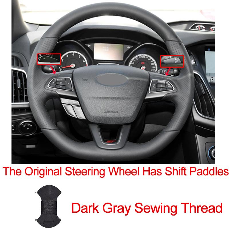 Hand Sewing Car Steering Wheel Cover Wrap For Ford Focus (RS | ST | ST-Line) 2015-2018 Kuga (ST-Line) Ecosport (ST-Line)