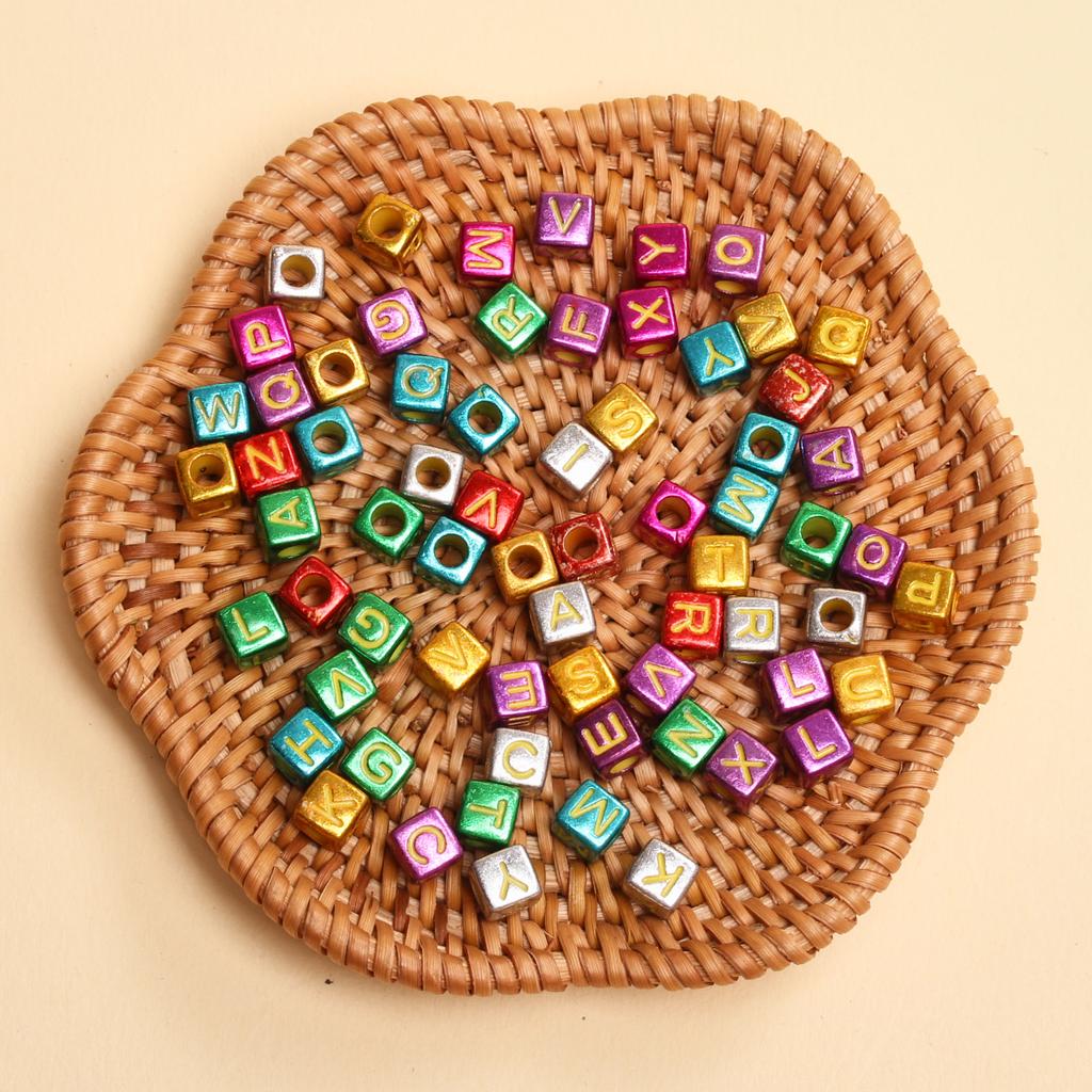 80 шт. 6 мм Квадратный акриловый кубик Буква Свободная бусина для изготовления ювелирных изделий DIY Браслет Материалы ручной работы Подвески Аксессуары