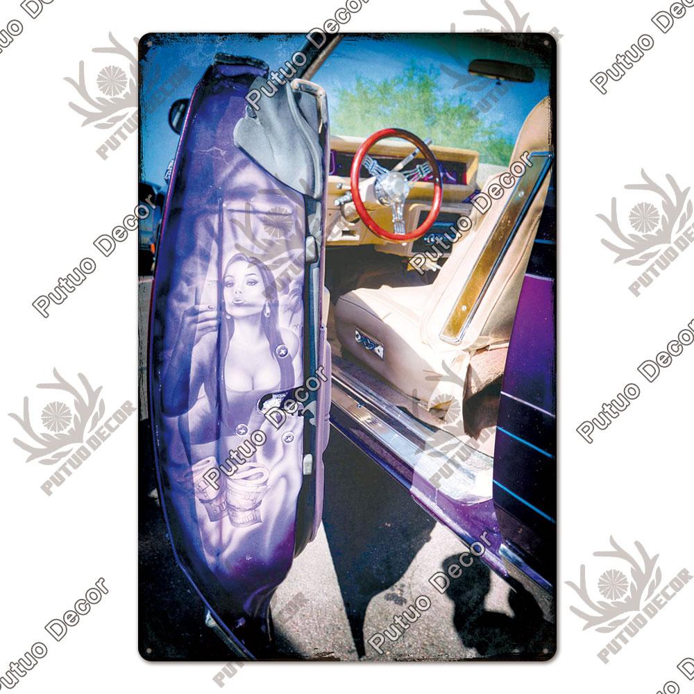 Putuo Decor Классические автомобили Ретро табличка Металлическая пластина Винтажная жестяная вывеска для гаража, мужской пещеры, домашнего настенного искусства, украшения, автомобильные постеры