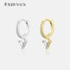 925 Sterling Silver Gold Clear Zircon CZ Short Spike Eternity Hoop Earring Loop Earring Pendant Jewelry Wedding Gift