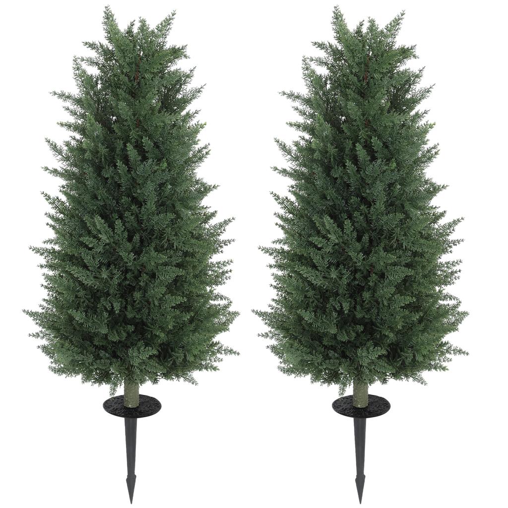 Set of 2 Artificial Plants, Artificial Cypresses with 831 Leaves Each, Versatile, Green