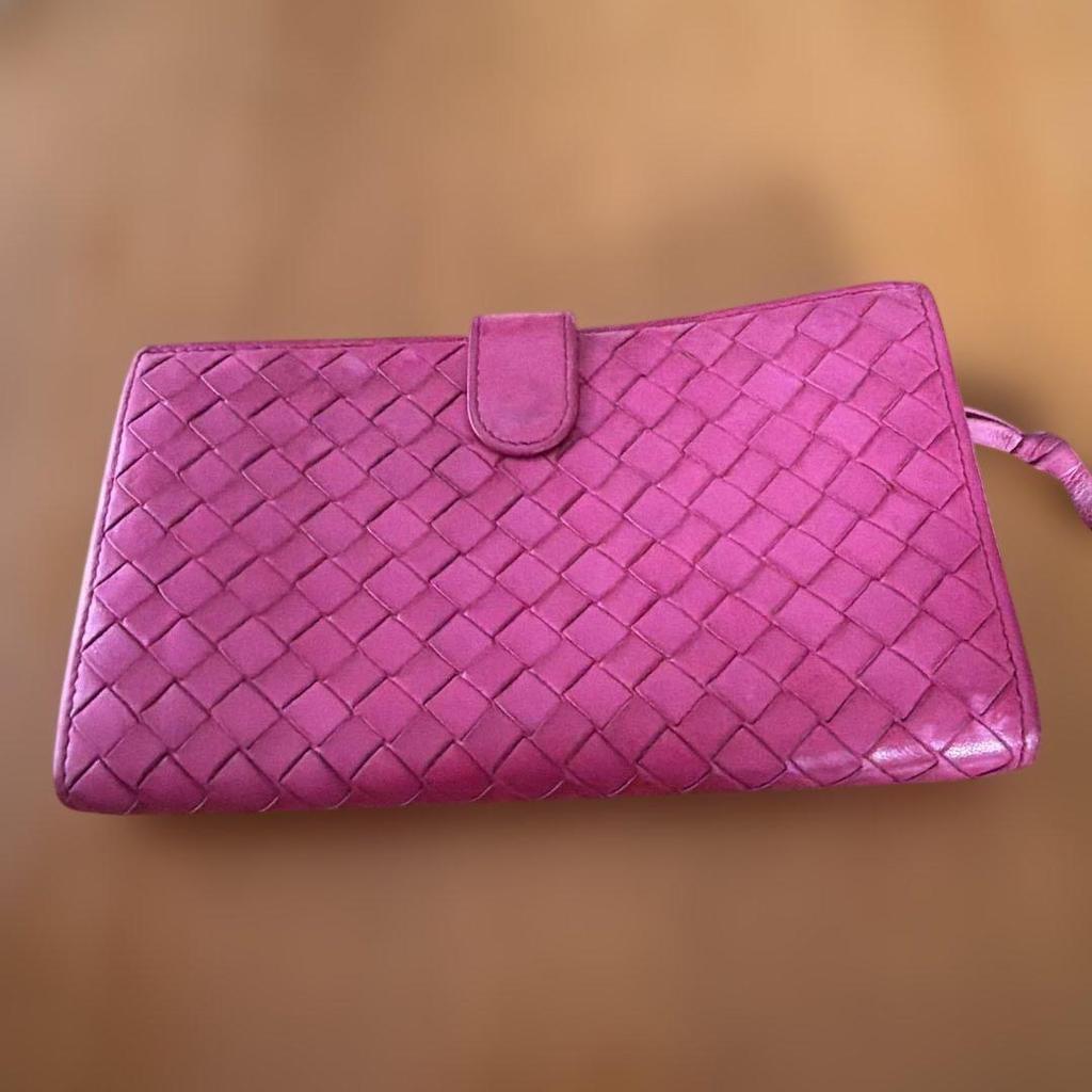 Used Bottega Veneta long wallet pink