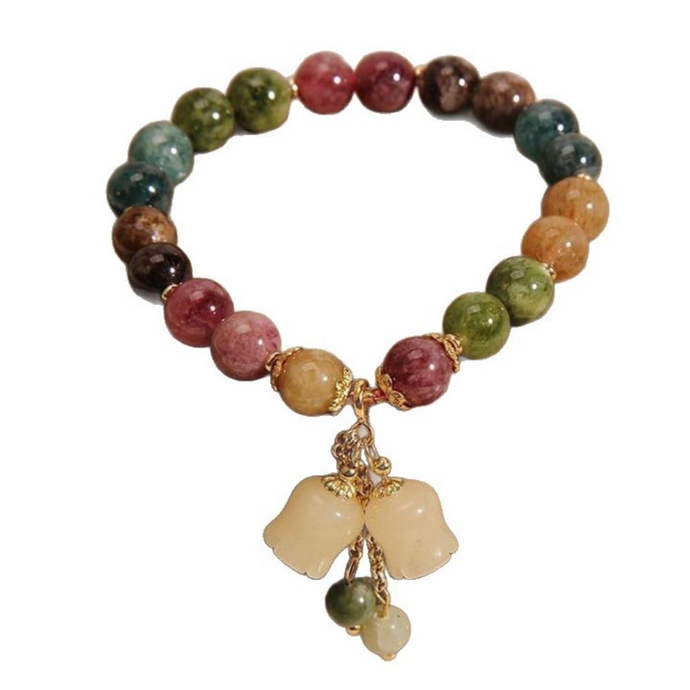 Elastic Rope Orchid Flower Bracelet Tassel Women Bangle Colorful Beads Bracelet Summer