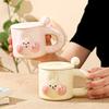 Relief Cute Rabbit Mug with Lid Style Niche Design Sense Cute Card Ceramic Cup Creative Water Cup Coffee Cup Household Use