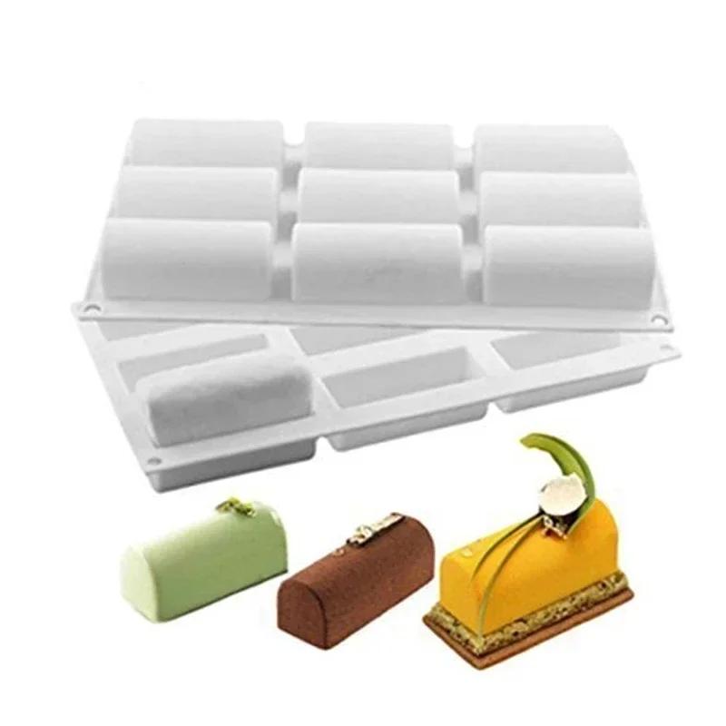 New Baking Silicone Mould 9 Cavity 3D Long Half‑Cylindrical Stick Shape Mold For Chocolate Truffle Mousse Dessert Cake Accessory