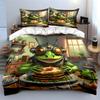 Frog wearing futuristic goggles. Bedding sets Duvet cover sets Duvet covers Pillowcases(1* Duvet Cover 2* Pillowcases without duvet insert)