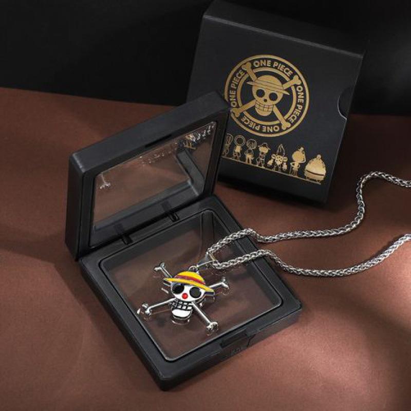Anime One Piece Luffy Necklace Men and Women Straw Hat Ace Around Metal Pendant Luo Logo Sweater Chain Birthday Gift