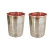 Steel Copper Glass Tumbler, Embossed Design, 250 ML Each, Set of 2