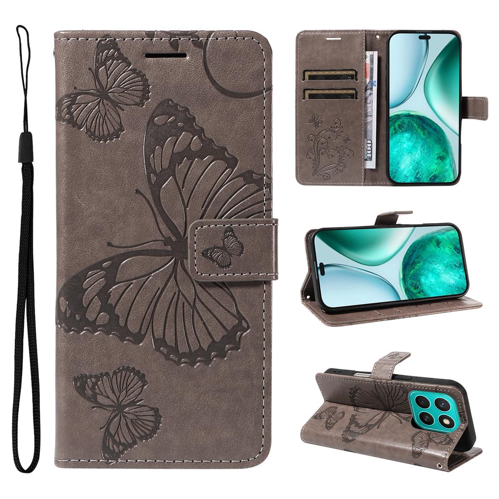 For Honor X8c 4G Wallet Case Floral Butterfly Imprinted Leather Phone Cover Stand