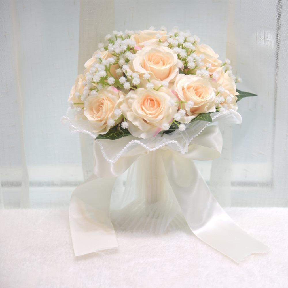 Exquisite Bridal Bouquet Baby's Breath White Rose Bouquet  Bride Accessories