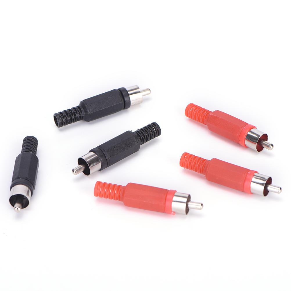 20 Pcs Black & Red Solder Rca Male Plug Audio Video Adapter Connector