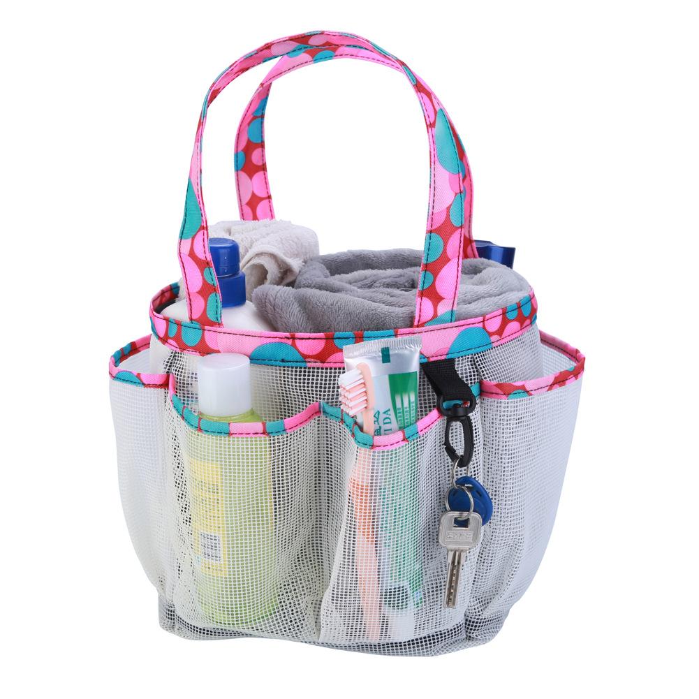 Portable Mesh Beach Bag Wash Handbag Bathing Swimming Bath Bag Eight-pocket Storage Bag Transparent Travel Toiletry Bag