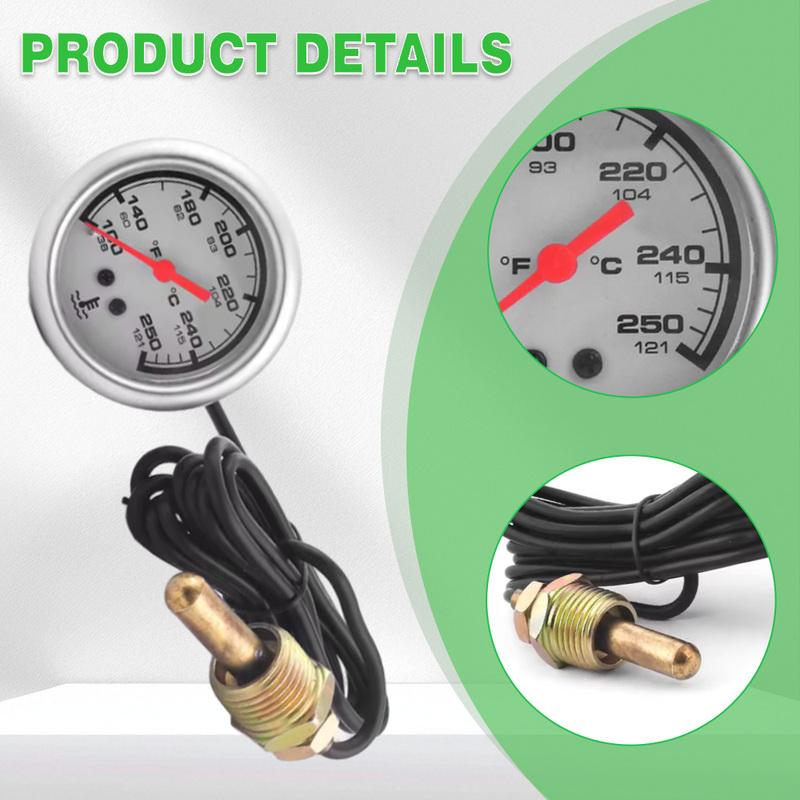 2" 52MM Mechanical 12V Water Temp Gauge 100-250℉/38-121℃ Water Temperature Gauge Car Meter With Sensor NPT 1/2-14