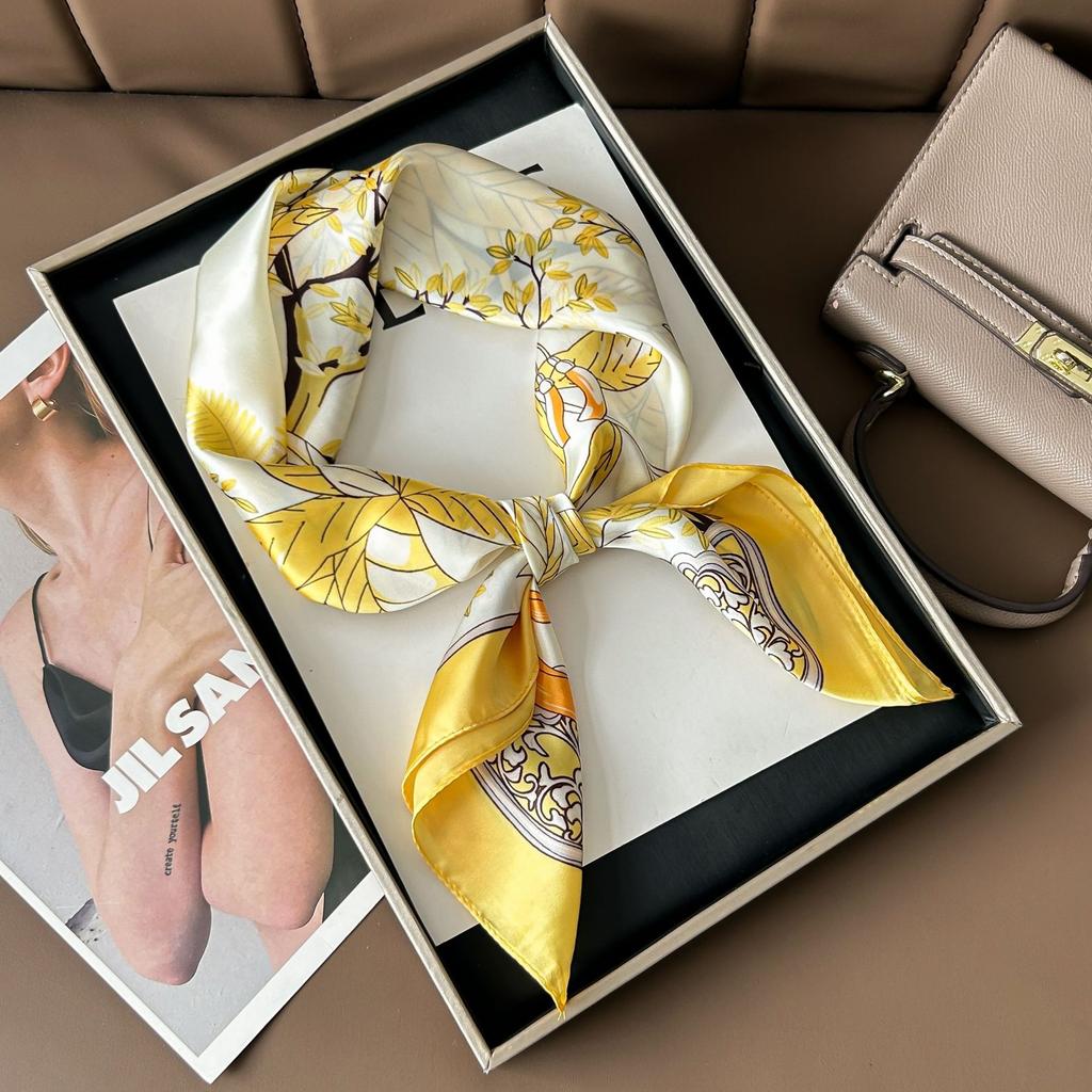 Шелковый шарф женский модный универсальный высокий смысл 70 квадратный шарф защита шеи шарф ретро шарф сумка