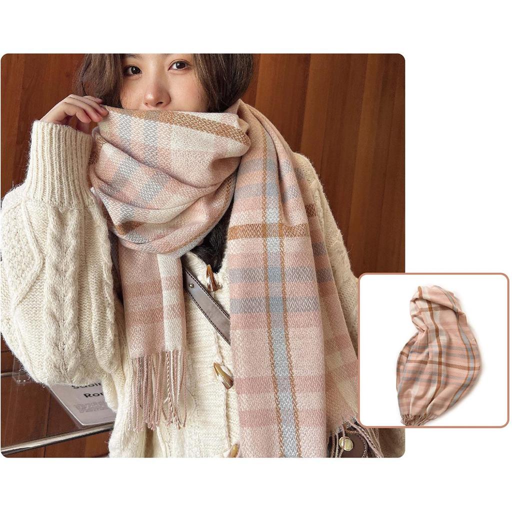 Женские зимние теплые осенние шарфы-накидки Женские пледы Клетчатые шарфы Толстые большие шали