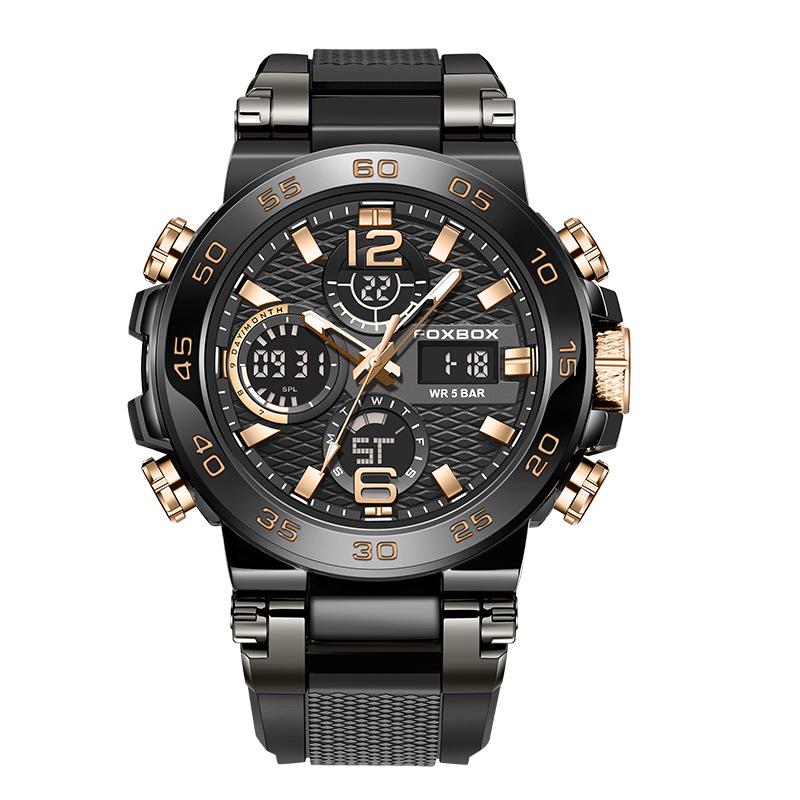 FOXBOX Multifunctional Sports Watch: Waterproof, Luminous, Dual Display.