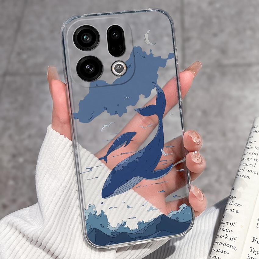 Подходит для Oppo Find X9 X7 X5 Pro X3 X2 Reno11 12 Pro Чехол для телефона Милый узор панды и кролика Прозрачный ТПУ Пылезащитный Защитный чехол для Oppo Накладка