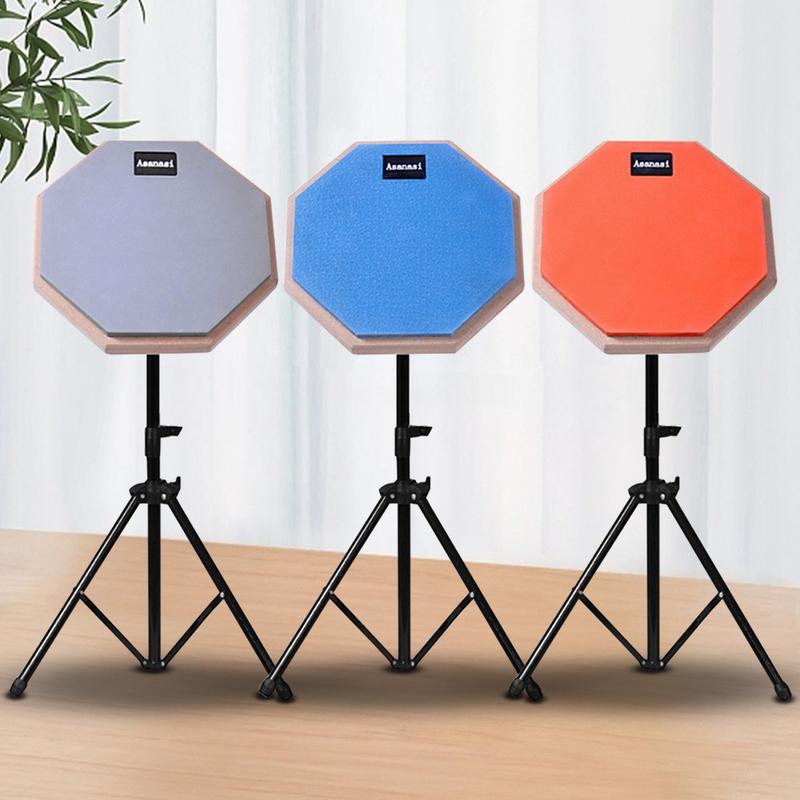 8 Inches Drum Practice Pad Shock‑Absorbent Dumb Drum with Adjustable Stand Silent Practice Drum Pad for Adults and Kids