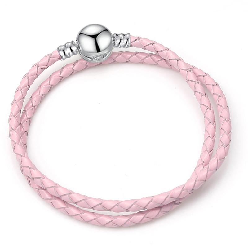 BAOPON White/Black Leather Chain Charm Bracelet Fits DIY Beads Bracelet for Women Lover Men Jewelry Gift