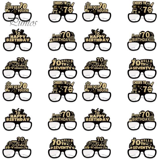 24 шт. бумажные очки, украшения для очков на день рождения, 18, 21, 30, 40, 50, 60, 70-летие, реквизит для фотосессии, очки унисекс