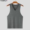 INCERUN Men Summer V Neck Sleeveless CasualThin Gym Sport Tank Tops
