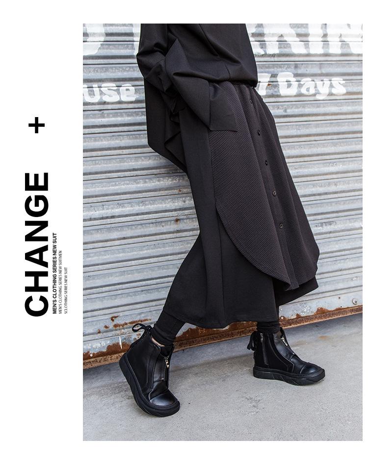 Европейский уличный стиль 2025: Женские повседневные брюки-двойки с имитацией сращивания, широкие, с завышенной талией - коллекция осень/зима.