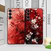 Ретро Художественный Чехол для Телефона с Рисунком Красных Цветов и Цветов Сливы для Samsung Galaxy S25 S24+ S23 Ultra S22 Plus S21 FE M53 Мягкие Чехлы