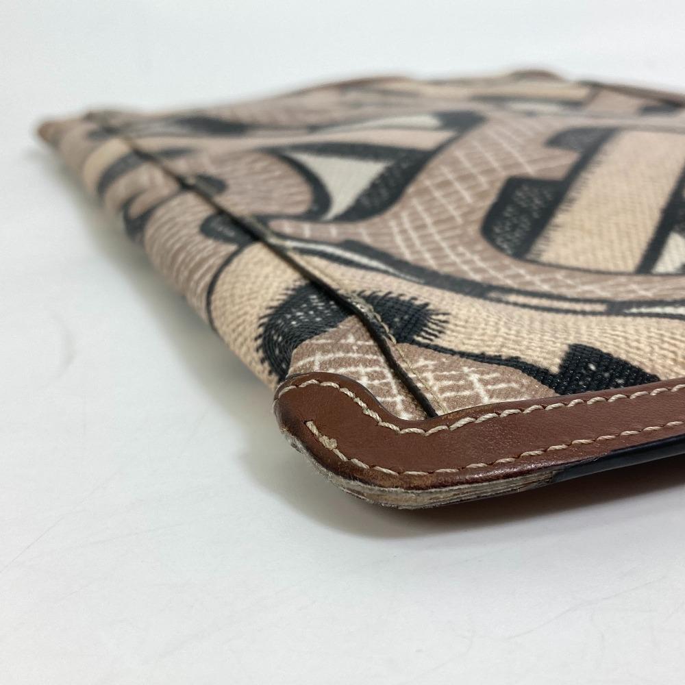 BURBERRY bag TB whole pattern fastener zip Clutch bag PVC/Leather Brown