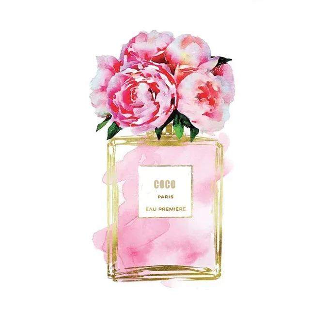 Современная модная эстетика Настенное искусство Париж Роскошный флакон духов HD Масло на холсте Постер Принт Украшение для дома Спальни Подарок