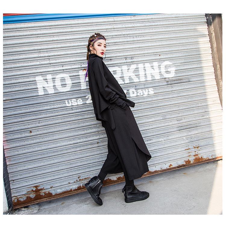 Европейский уличный стиль 2025: Женские повседневные брюки-двойки с имитацией сращивания, широкие, с завышенной талией - коллекция осень/зима.