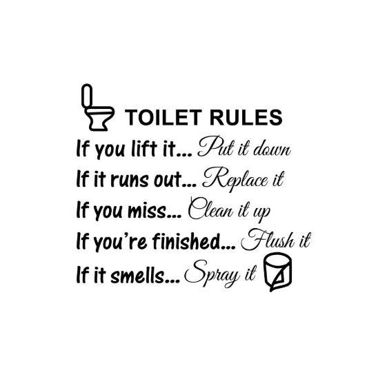 WC Sign Bathroom Decor Kitchen Rules Mural Sticker Picture Wall Stickers Home Decoration