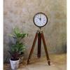 Antique Vintage Brass And Wooden Clock with Wooden Antique AdjustableTripod ,Clock Tripod