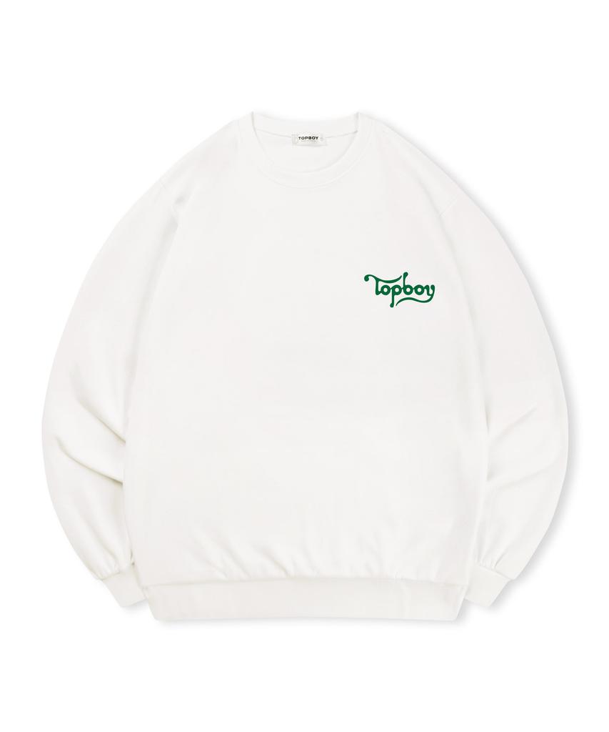 TOPBOY [Non-Fleece Or Fleece] Wave Logo Print Sweatshirt (Type A)